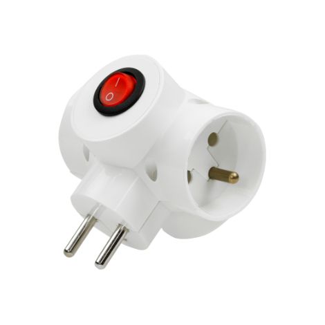 3-fach Steckdosenverteiler mit Erdung und Schalter R-31W (BI)