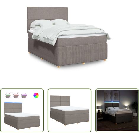 Matelas à ressorts ensachés - Sommier à lattes de lit avec matelas Taupe 140x190 cm Tissu (1/5)