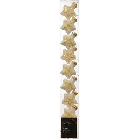 Caja 9 estrellas de Navidad en vidrio blanco lana H3 cm (1/3)