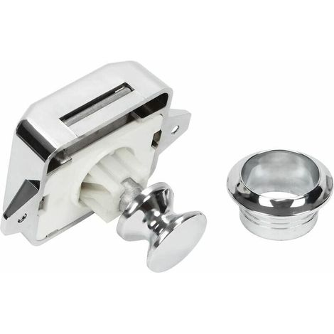 Bouton Poussoir - Serrure Loquet Pour Porte De Placard - Compatible Caravane Camping Car Van Yacht - Diamètre Trou 26 mm - Épaisseur Planche 15 à 18 mm - Argent