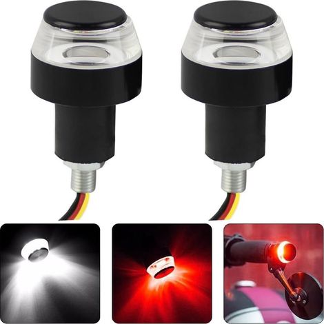 LED-Lenkerendleuchten für Motorräder, Blinker am Lenker, 12-V-Seitenmarkierungsleuchte mit Griffstecker, Tagfahrlicht für Motorräder und E-Bikes, Weiß/Rot (1/5)
