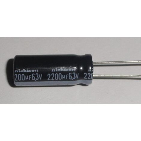 Condensador Electrolitico 2200uF 6,3Vdc Medidas 10x20mm Radial