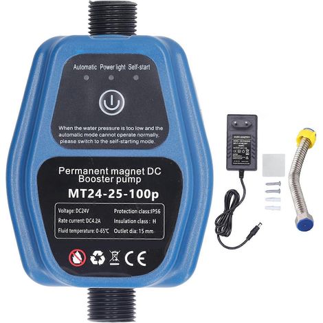 Pompa di sovralimentazione automatica dell'acqua 100W, 24V, 25L, IP56 – alimentazione 100-240V (1/5)