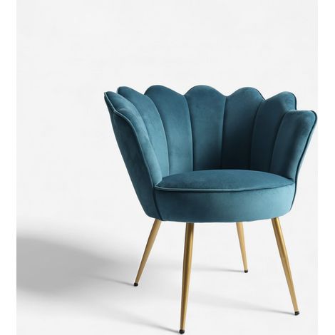 Poltrona in velluto elegante con gambe dorate Nivara - Blu