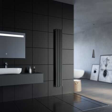 Design Röhrenheizkörper Heizkörper Paneelheizkörper Wandheizung Anthrazit 1800x236mm Doppellagig Vertikal (1/5)