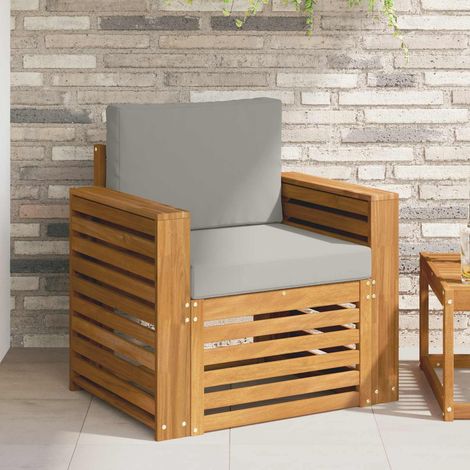 Outdoor-Sofagarnitur Massives Akazienholz und Polyester Natur (1/5)