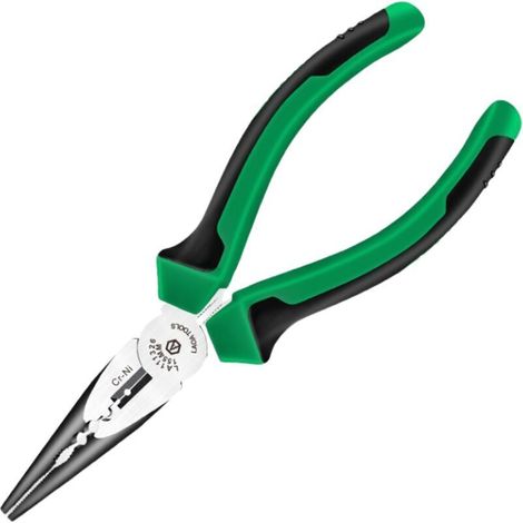 ALLIANDIS– Pince à bec demi-rond, pince coupante à fil, pince à Long nez 165.6 mm, cable de perles diagonale, coupe latérale de fil (1/2)