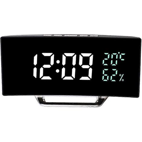 LED-Digitalwecker, Tischuhr mit 3-stufig einstellbarer Beleuchtung, Temperatur- und Feuchtigkeitsanzeige für Zuhause, Schreibtisch oder Klassenzimmer-White Green (1/5)