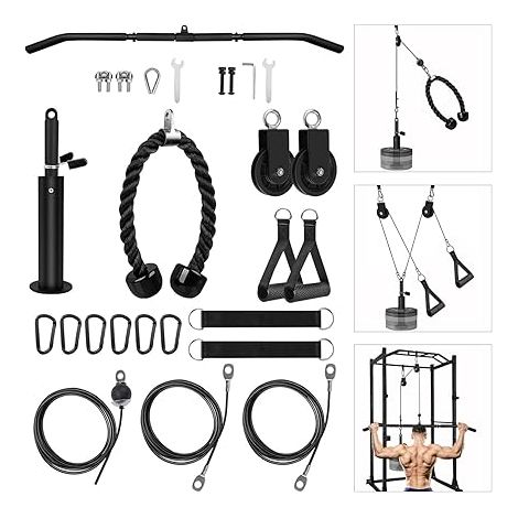 Cable Poulie Musculation Tirage LAT Pulldown Machine Systeme Kit Corde Poulie Haute Triceps Entraînement Force Bras (1/5)