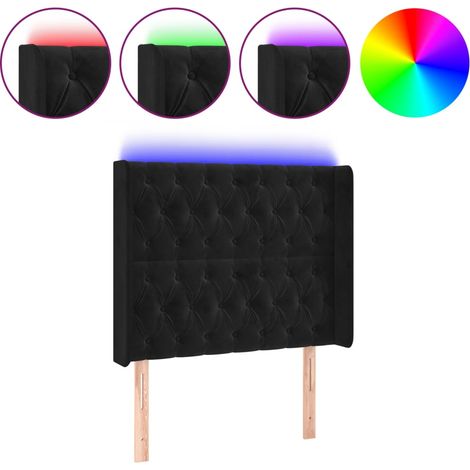 Testiera Testata del letto a LED nero 93x16x118/128 cm in Velluto (1/5)