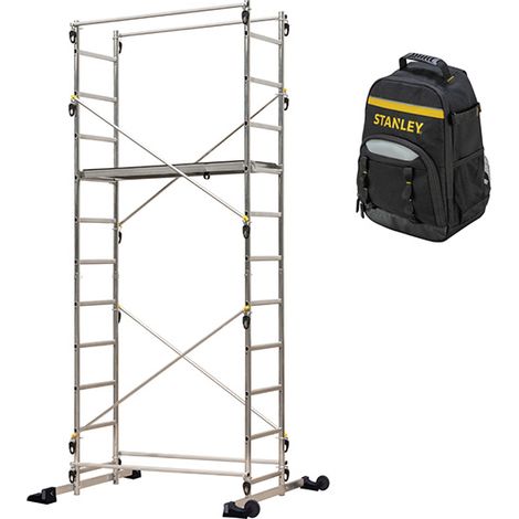 Echafaudage domestique: Hauteur de travail max 4.35m + Sac à dos de chantier - 238703-SAC