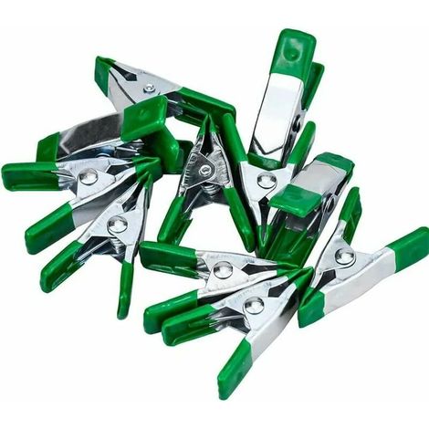 Clips à ressort métalliques, clips à ressort métalliques de 5 cm, petits clips à ressort métalliques, clips adhésifs métalliques, pour le camping, la tente, clips étanches, lot de 10, vert (1/4)