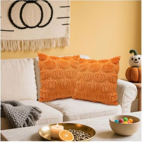 Housse De Coussin - 40x40 Cm - Fermeture Eclair Invisible - Coutures Renforcées Point Zigzag - Décoration Automne Halloween - Lot De 4 (1/5)