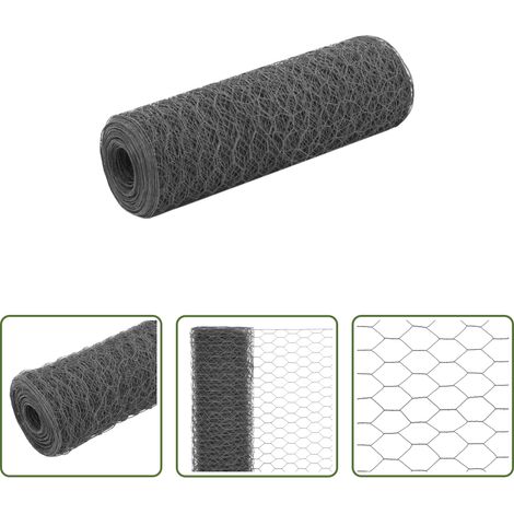 Clôture - Grillage Acier avec revêtement en PVC 25x0,5 m Gris (1/5)