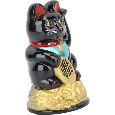 Chat porte-bonheur décoratif de 11,5 cm en plastique, fonctionne à piles, symbole de richesse et de bienvenue, idéal pour la maison, l'hôtel, le bureau ou comme cadeau de pendaison de crémaillère (noi (1/5)
