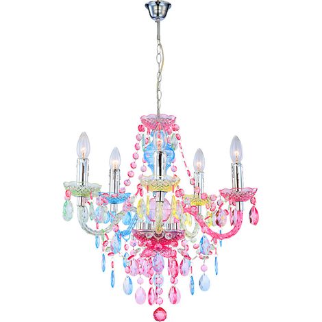 Globo – Lustre suspendu cristal arc-en-ciel 51cm – 5x E14 40W – Lampe de salle à manger – 632185 (1/7)