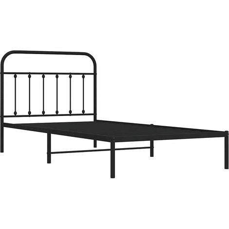 Bettgestell mit Kopfteil Metall Schwarz 100x200 cm vidaXL (1/5)
