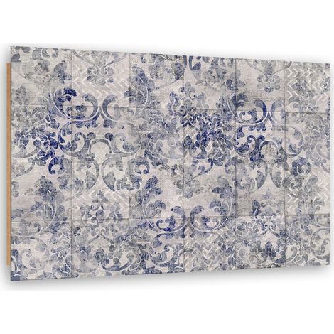 Quadro deco panel, Ornamento blu su piastrelle portoghesi - 90x60 (1/5)