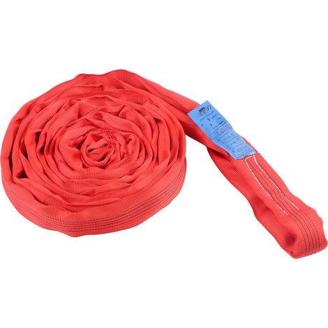 5T Flachhebegurt mit Doppelösenschnalle, Polyestergewebe, Kranseil, 4 Meter, Rot (1/5)