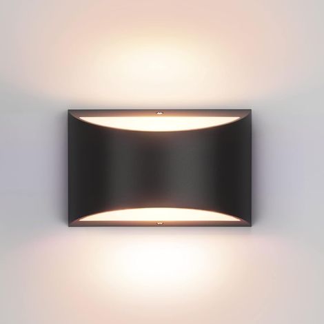 Applique murale LED noire moderne pour intérieur - Convient pour le salon, la chambre, le couloir - 1 pièce, blanc chaud (1/5)