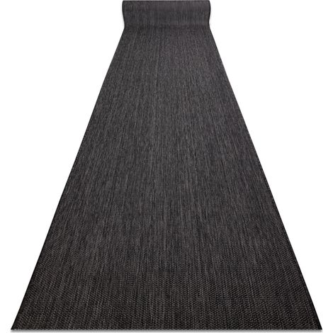 Läufer SISAL SION Melange flach gewebt schwarz 120cm black 120x750 cm
