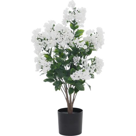 [NON UTILIZZATO] Lillà artificiale HHG-045, pianta decorativa artificiale, albero artificiale, in polietilene per esterni, 64x35x35 cm, bianco (1/5)