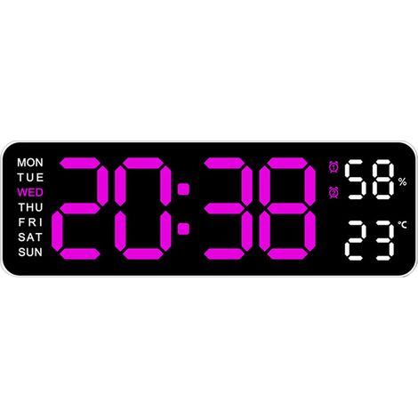 Horloge Électronique - Affichage LED Grand Format - Réveil Numérique Rectangulaire - Montage Murale ou Sur Pied - 1 Pièce (1/5)