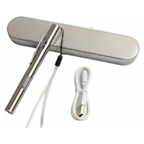 Lampe stylo torche jaune 60 lm, rechargeable USB, en acier inoxydable, avec clip de poche. (1/5)