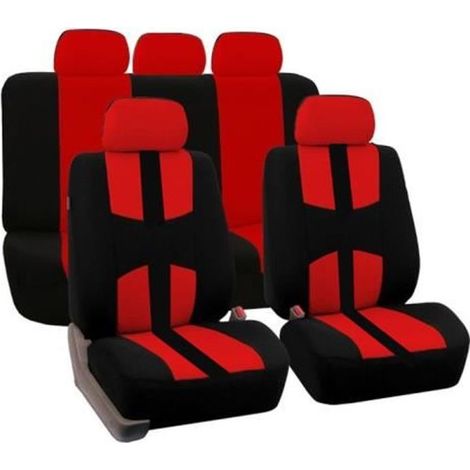 9 housses de siège de voiture pour 5 places disponibles applications universelles en 4 saisons( rouge）
