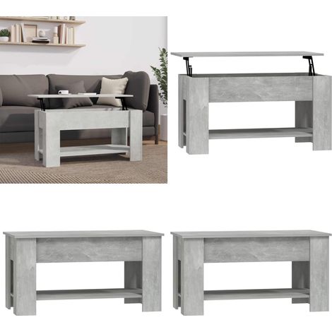 Table basse gris béton 101x49x52 cm bois d'ingénierie - Table Basse - Meuble Salon - Table D'appoint - Table Relevage - Table Contemporaine - Home & Living (1/5)