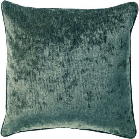 LEWY - Housse de coussin 45x45 cm - Velours brillant - Vert sauge - Vert - Fermeture éclair - Coussin intérieur non inclus (1/2)