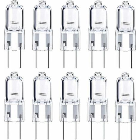 Bombillas halógenas G4, 12 V, 10 W, luz blanca cálida, paquete de 10 (1/4)