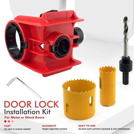 Kit PerçPro para cerraduras de pomo – Nuevo modelo universal para puertas de madera y metal (naranja)