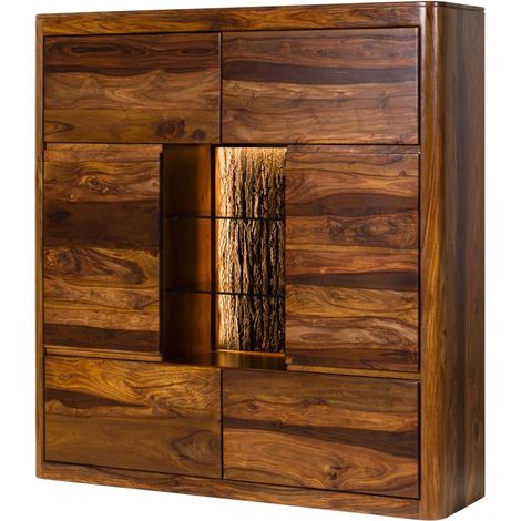 Highboard Sheesham 145x40x153 walnuss gewachst TORONTO LUX 279