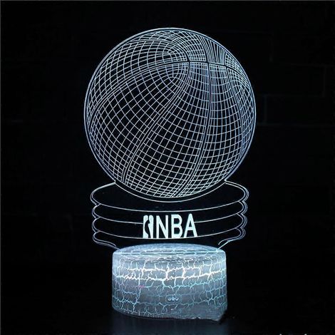 Veilleuse de basket-ball, lampe LED à illusion 3D, 16 couleurs, intensité variable (1/4)