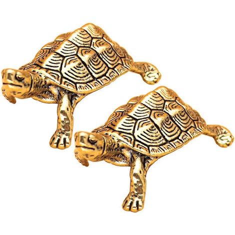 Stück Retro-Tischornamente aus Messing, Schildkröten, exquisite Bronzewaren für die Schreibtischdekoration-5x3.4x2.3cm-Golden (1/4)