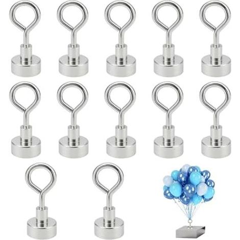 Lot de 12 crochets magnétiques. magnétiques puissants. extra support ballon magnétique. poids à hélium. pour ballons hélium - (1/5)