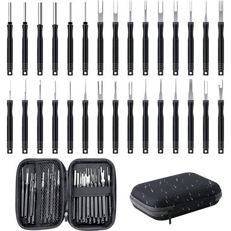 Lot de 30 Extracteur de Cosses, Outils de Extracteur de Cosses, Outils de Retrait de Terminal pour la Plupart des Terminaux de Connecteurs-Noir (1/5)