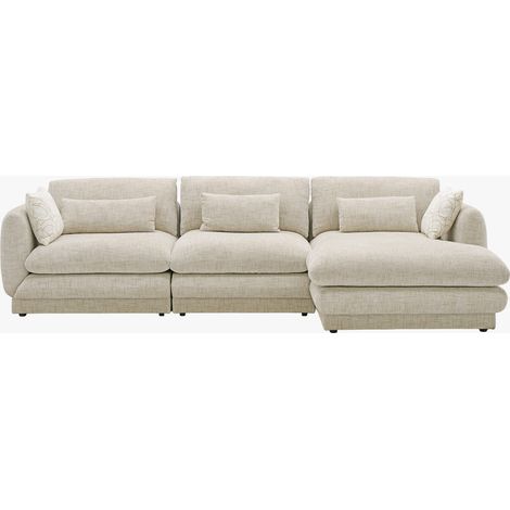 KENDAL Canapé d'angle en tissu beige - Angle droit (1/5)