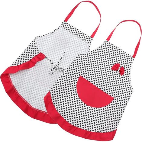 Ensemble de 2 tabliers de cuisine pour femmes, avec poche, nœud à pois, tablier de cuisine, sans manches, col suspendu, tablier de ménage