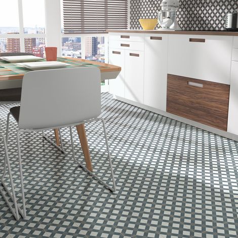 Carrelage grès cérame effet carreau de ciment ESTRELLA 15x15 cm Bleu -  - boîte de 0.50 m2 (1/3)