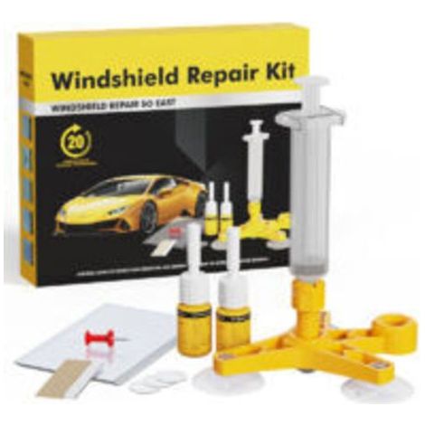 Kit de réparation de pare-brise – 2 résines 3ml, 1 seringue à pression, 3 ventouses – Répare fissures jusqu'à 30cm – Résistance 20 PA (1/4)