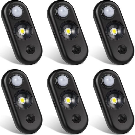 Lot de 6 lampes LED avec détecteur de mouvement, éclairage magnétique sous armoire blanc chaud, intensité variable pour placard, escaliers (1/5)