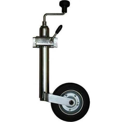 Anhänger Stützrad 48mm mit Klemmhalter 150kg Rad 200x46 Vollgummi Metallfelge