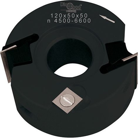 Diamwood Porte-outils de toupie à feuillurer et profiler - D. 120 mm - Ht. 50 mm - Alésage 50 mm - Z 2 et V 1+1 - Outil professionnel, haute qualité, alliage léger (1/2)