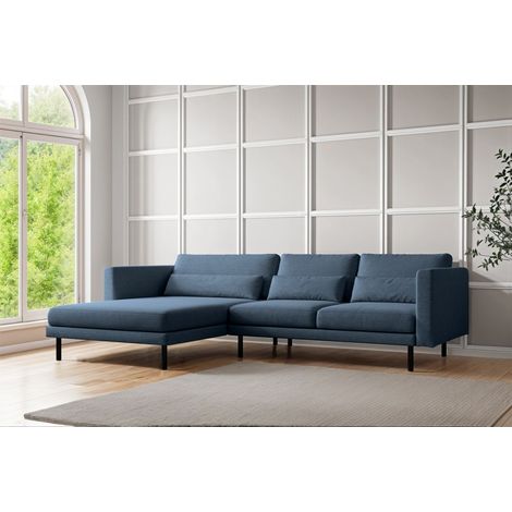Ecksofa Designersofa AGADA in Stoff Verita Marineblau Ottomane Links (1/2)