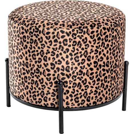Tabouret coloris noir-multicolore en MDF - H 40 x Ø 48 cm -PEGANE-