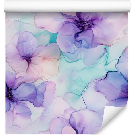 Carta da parati Ink nei colori lavanda, grigio chiaro e blu, 50x1000 cm (1/5)