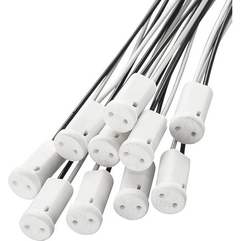 Douilles G4 Céramique - Lot de 10 - Base Isolante Haute Température - Câble Téflon 10cm - Pour LED Halogène 12V - Intérieur et Commerce