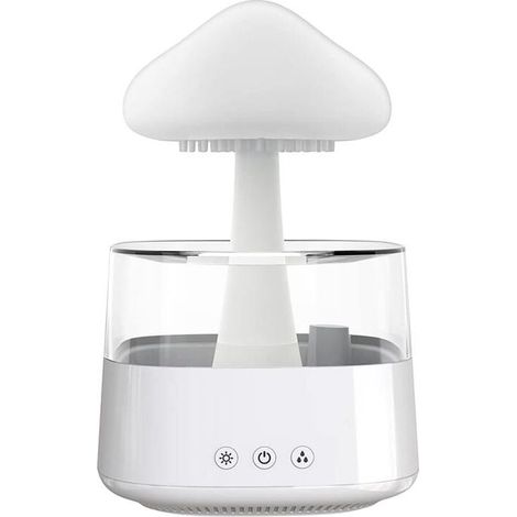 Rain Lamp Humidifier 450 ml, Essential Oil Diffuser, Rain Cloud Humidifier with 7 Color LED Lights, Rain Mushroom Lamp for Home, Office and Bedroom (White) MUMU (1/4)